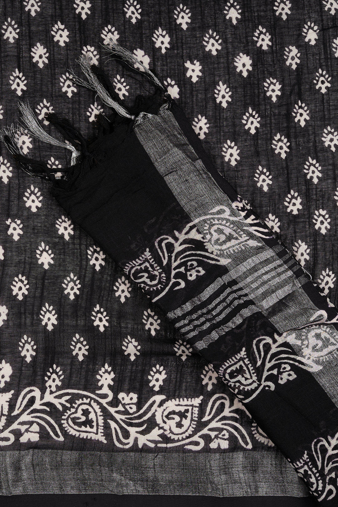 Teejh Navisha Black Hand Blockprint Saree