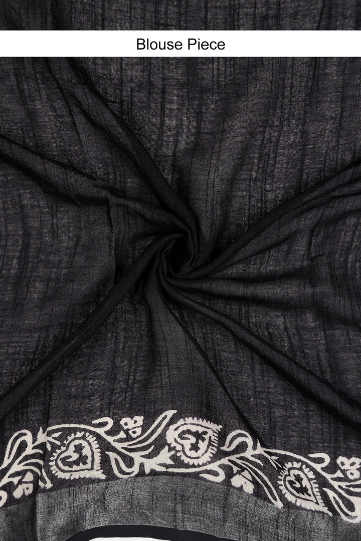 Teejh Navisha Black Hand Blockprint Saree