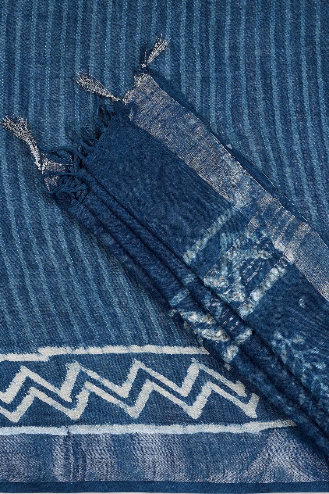 Teejh Pravani Indigo Hand Blockprint Saree