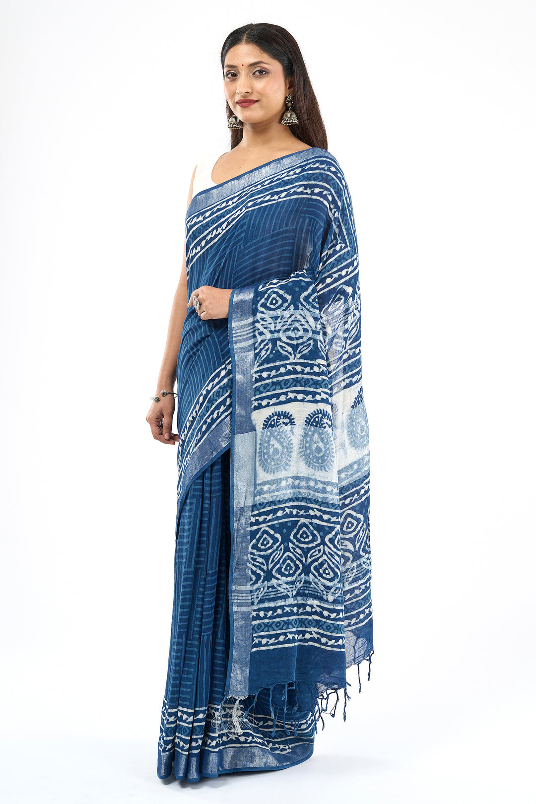 Teejh Velmika Indigo Hand Blockprint Saree