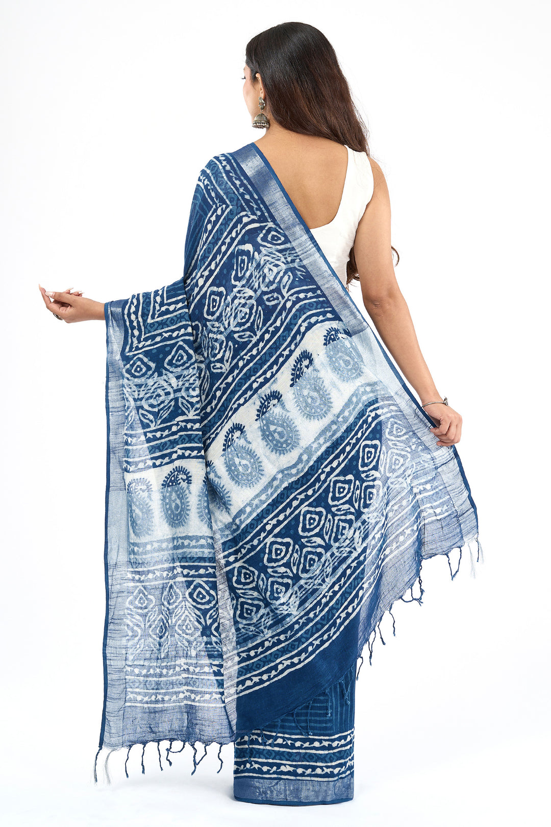 Teejh Velmika Indigo Hand Blockprint Saree