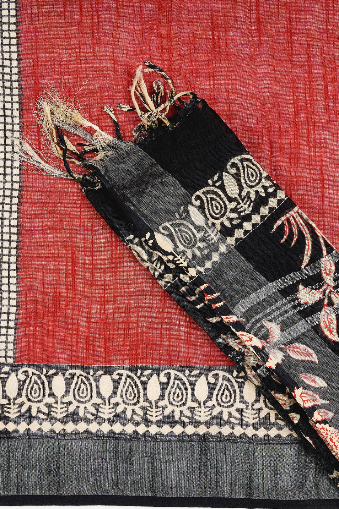 Teejh Dholira Hand Blockprint Saree