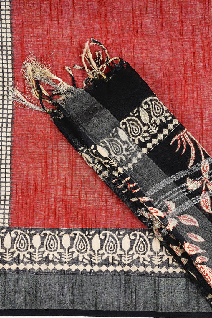 Teejh Dholira Hand Blockprint Saree