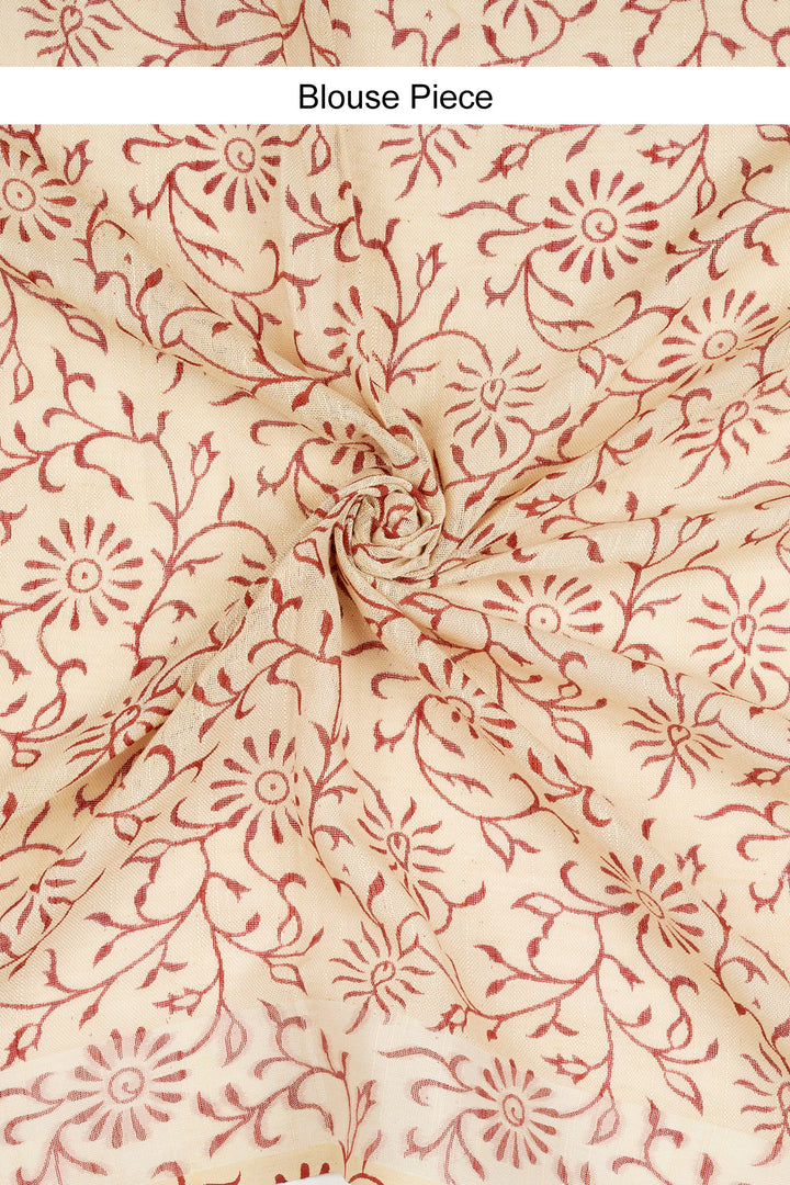 Teejh Dholira Hand Blockprint Saree