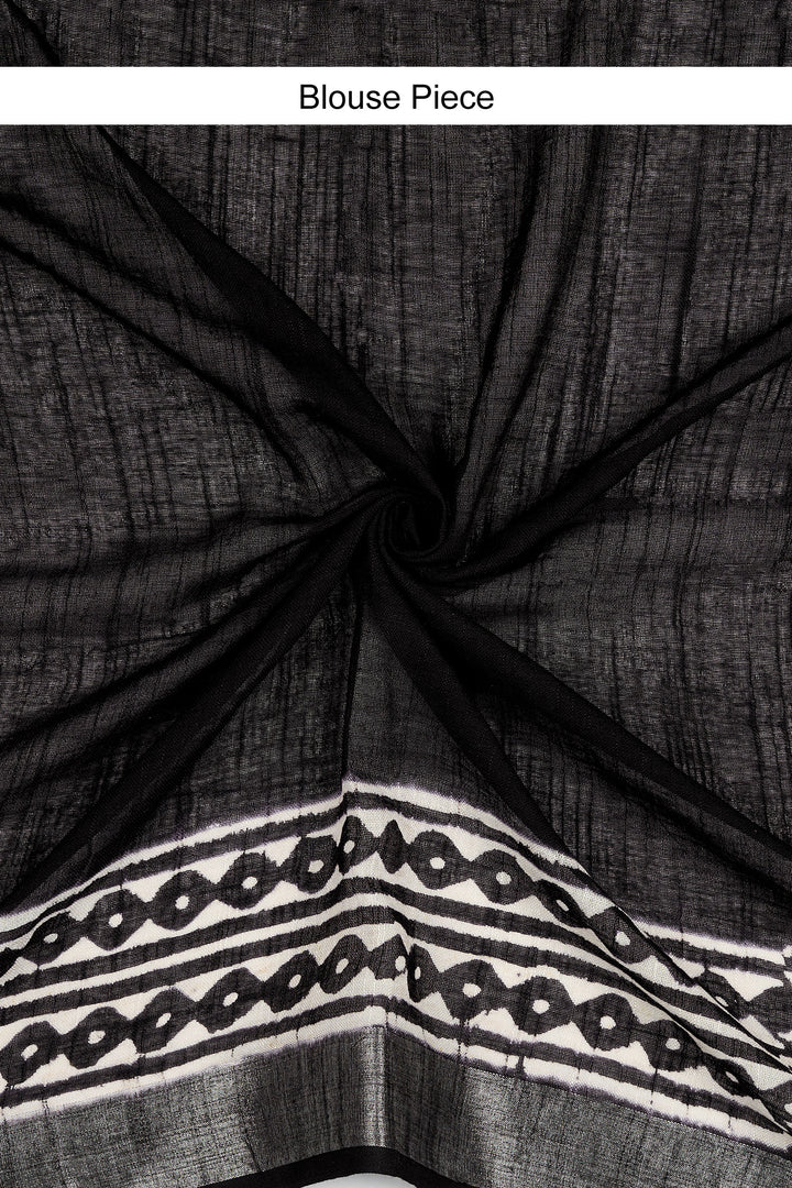 Teejh Kanvani Black Hand Blockprint Saree