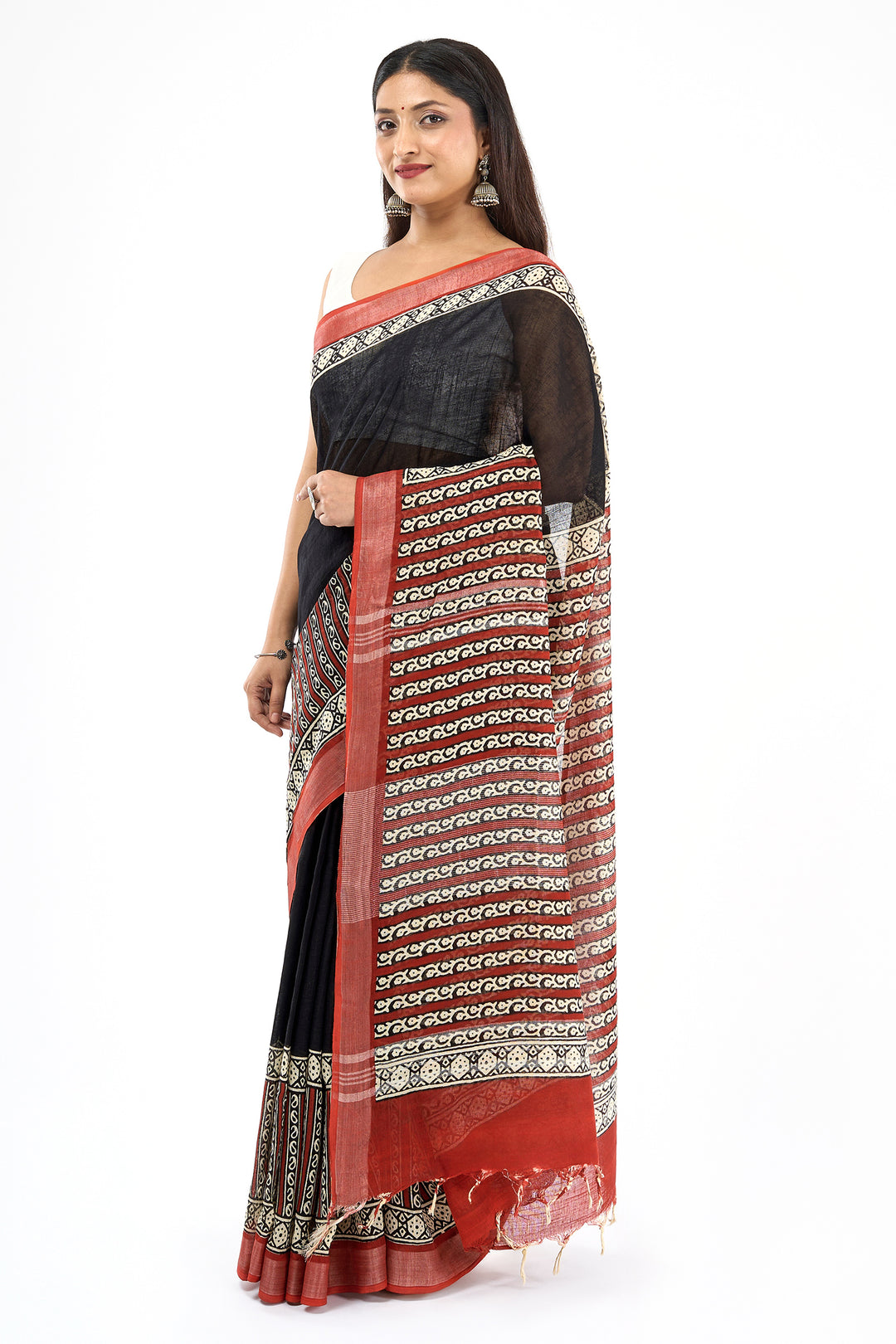 Teejh Matrika Hand Blockprint Saree