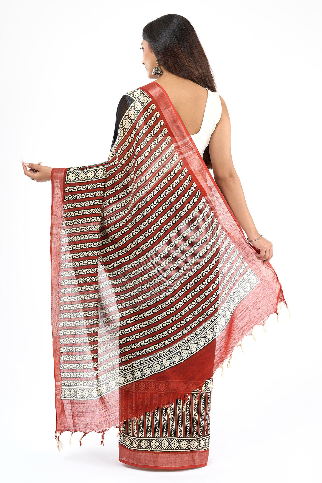 Teejh Matrika Hand Blockprint Saree