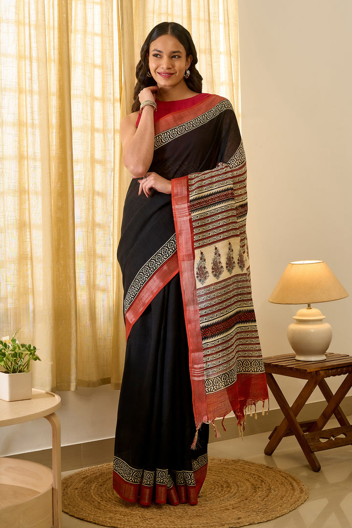 Teejh Vaapika Hand Blockprint Saree