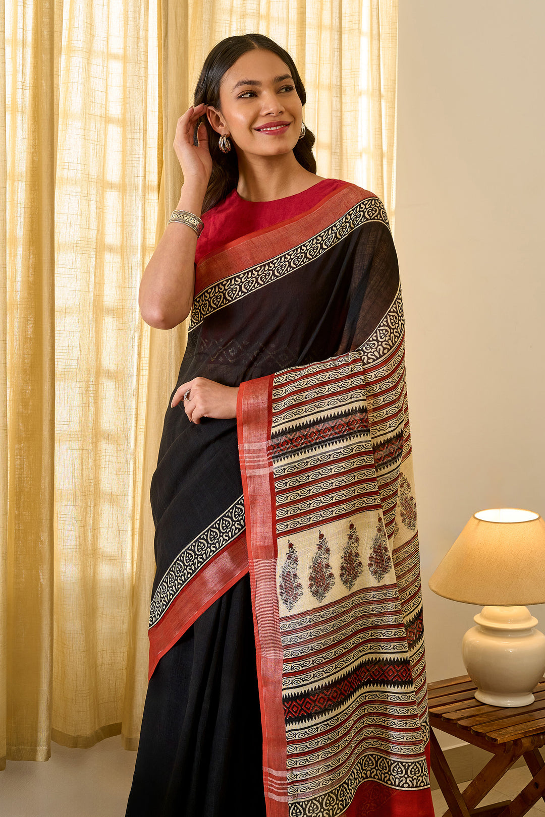 Teejh Vaapika Hand Blockprint Saree