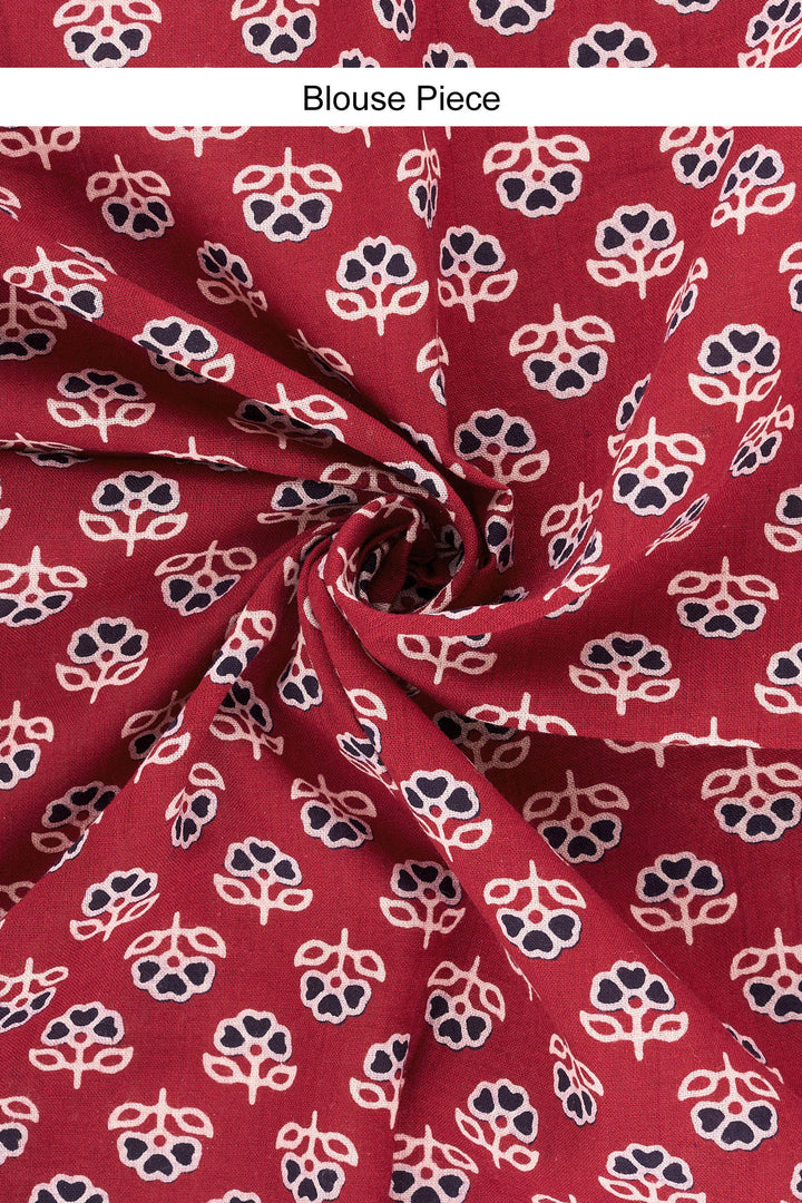 Chayana Deep Green &amp; Red Applique &amp; Mirror Work Saree