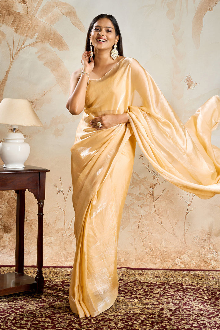 Jyoshita Golden Pre-Draped Saree