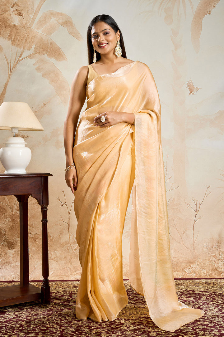 Jyoshita Golden Pre-Draped Saree