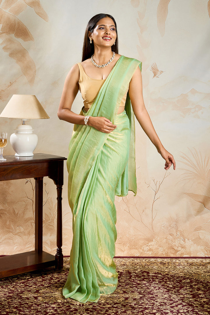 Yamisha Pastel Green Pre-Draped Saree