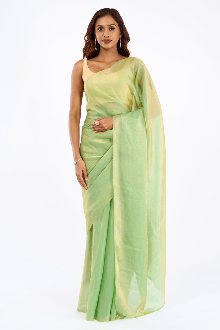 Yamisha Pastel Green Pre-Draped Saree – Teejh