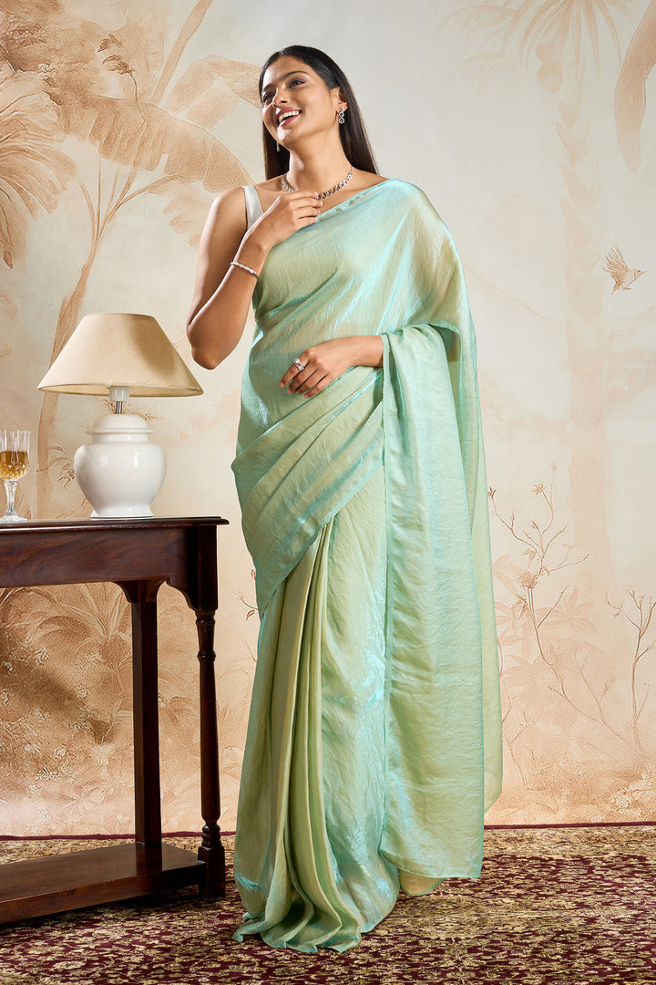 Vritika Baby Blue Pre-Draped Saree