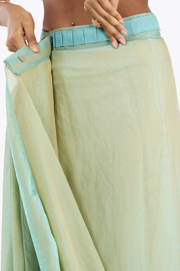 Vritika Baby Blue Pre-Draped Saree