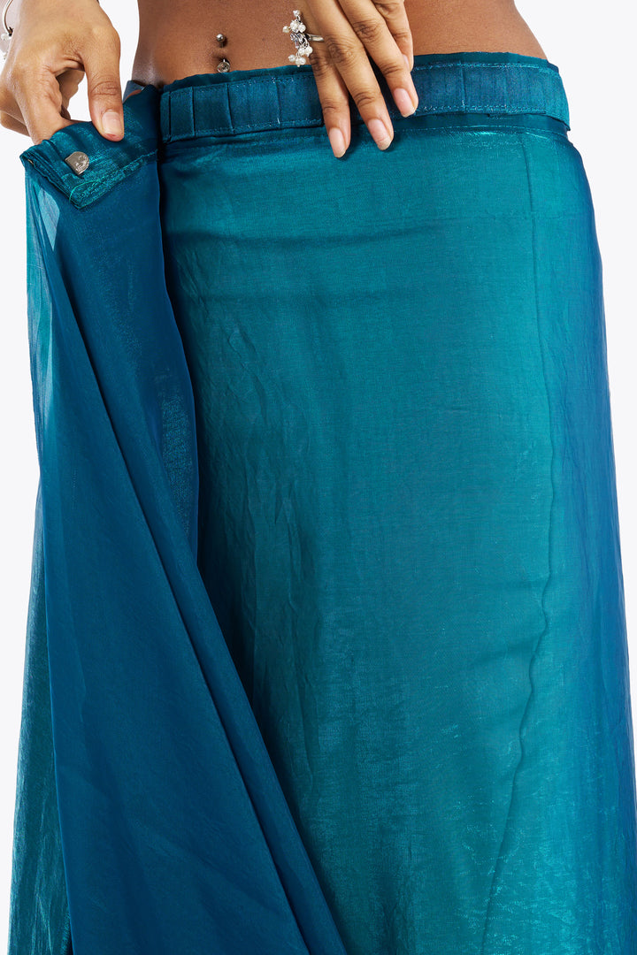 Mahisha Blue Pre-Draped Saree
