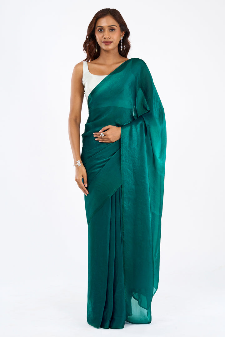 Nandira Teal Pre-Draped Saree