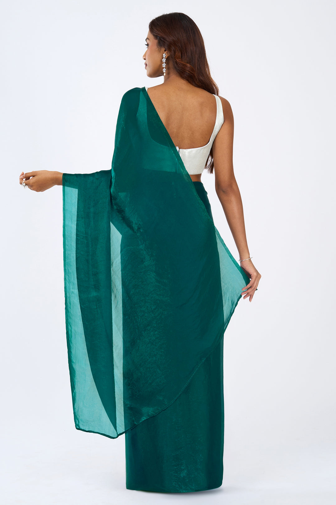 Nandira Teal Pre-Draped Saree