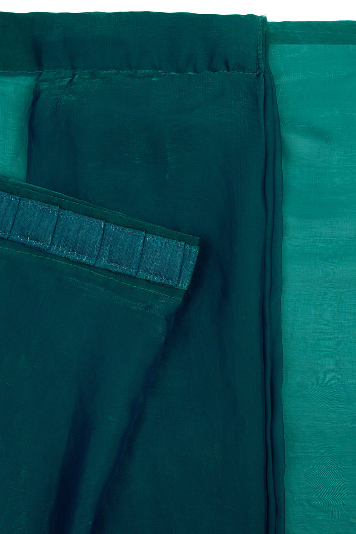 Nandira Teal Pre-Draped Saree
