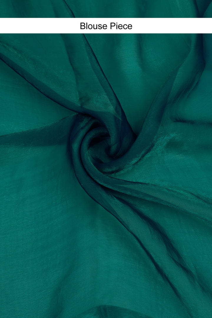 Nandira Teal Pre-Draped Saree