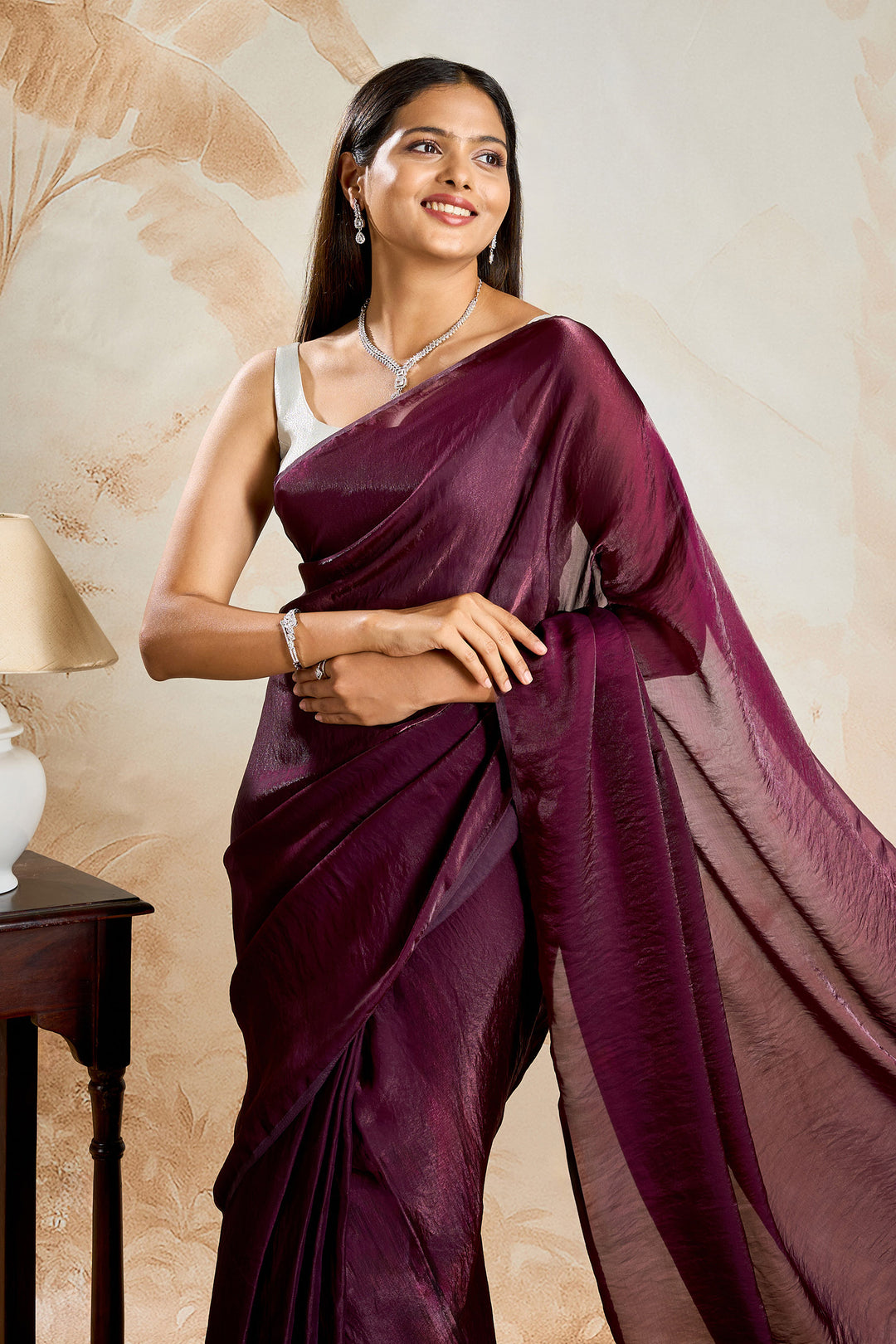 Veditha Magenta Pre-Draped Saree