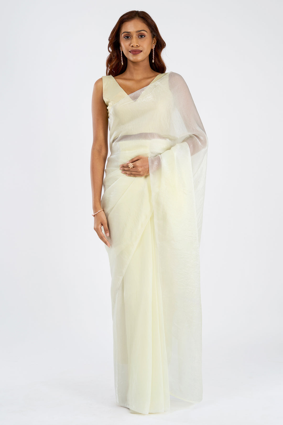 Kavyani Cream Pre-Draped Saree