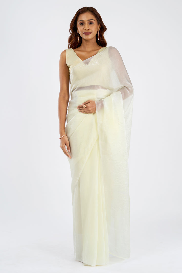 Kavyani Cream Pre-Draped Saree