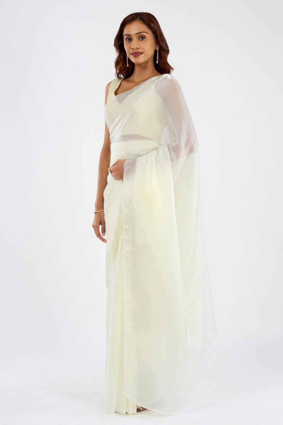 Kavyani Cream Pre-Draped Saree