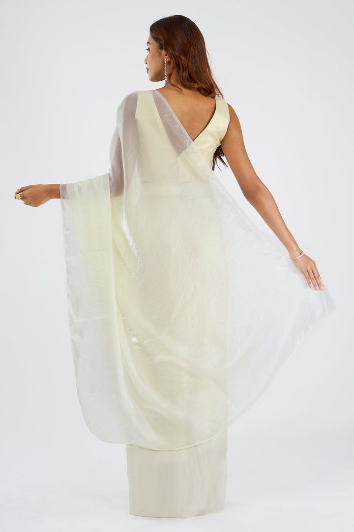 Kavyani Cream Pre-Draped Saree