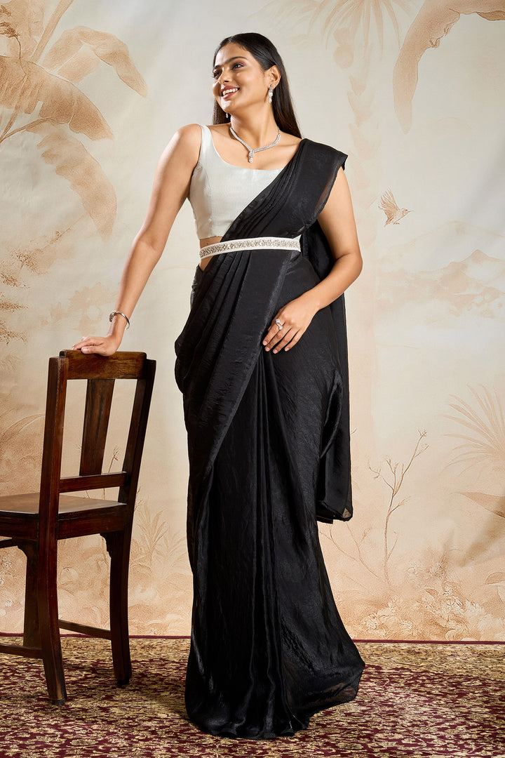 Yagnika Black Pre-Draped Saree