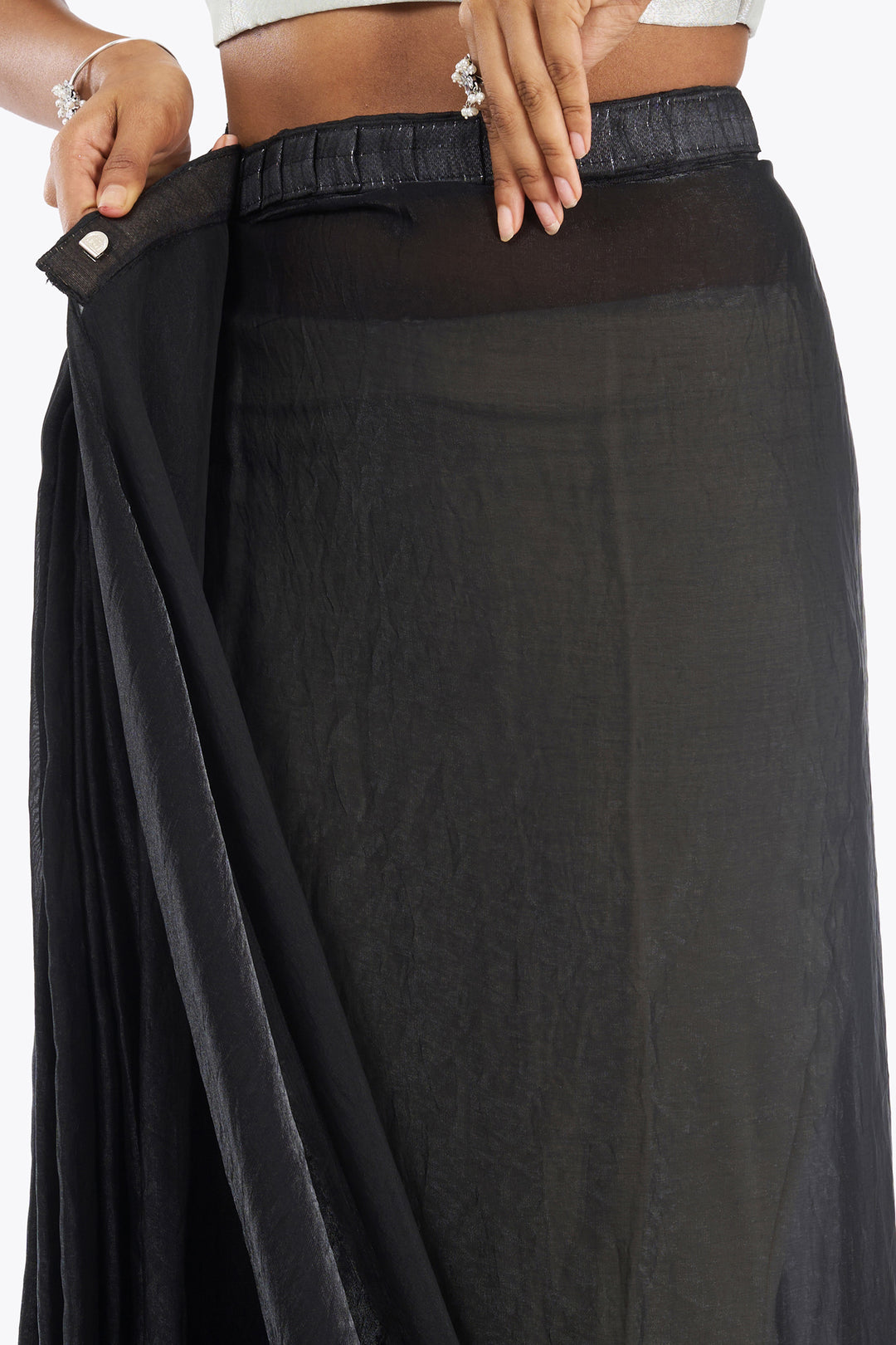 Yagnika Black Pre-Draped Saree