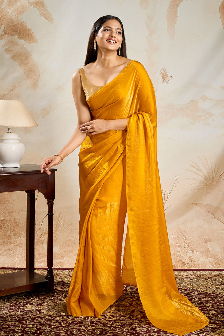 Irya Mustard Pre-Draped Saree