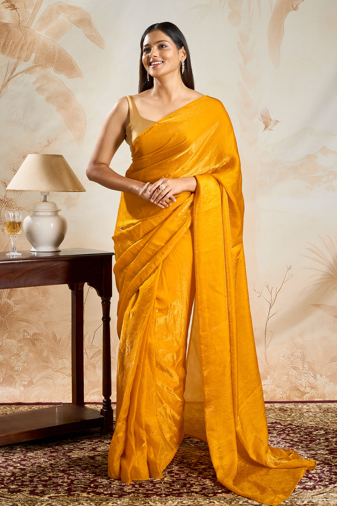 Irya Mustard Pre-Draped Saree