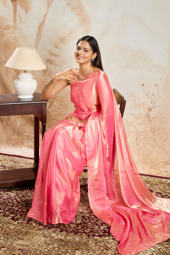 Shravani Baby Pink Pre-Draped Saree