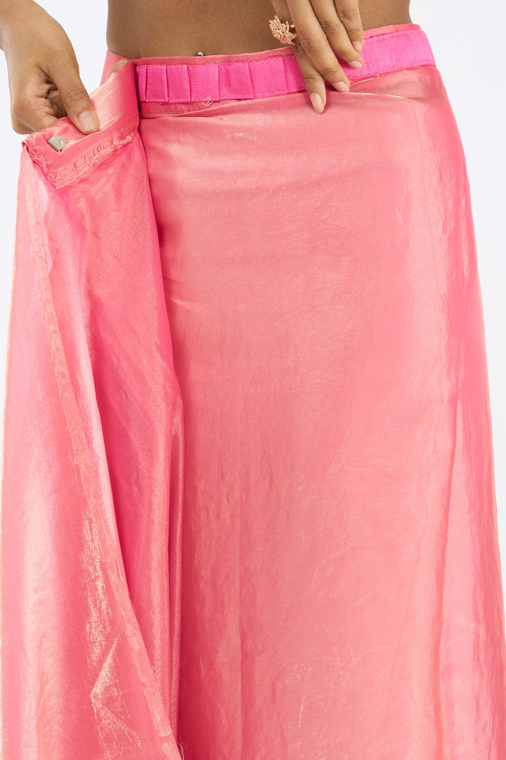 Shravani Baby Pink Pre-Draped Saree