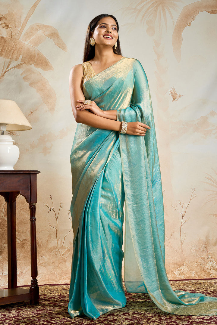 Hemika Blue Pre-Draped Saree
