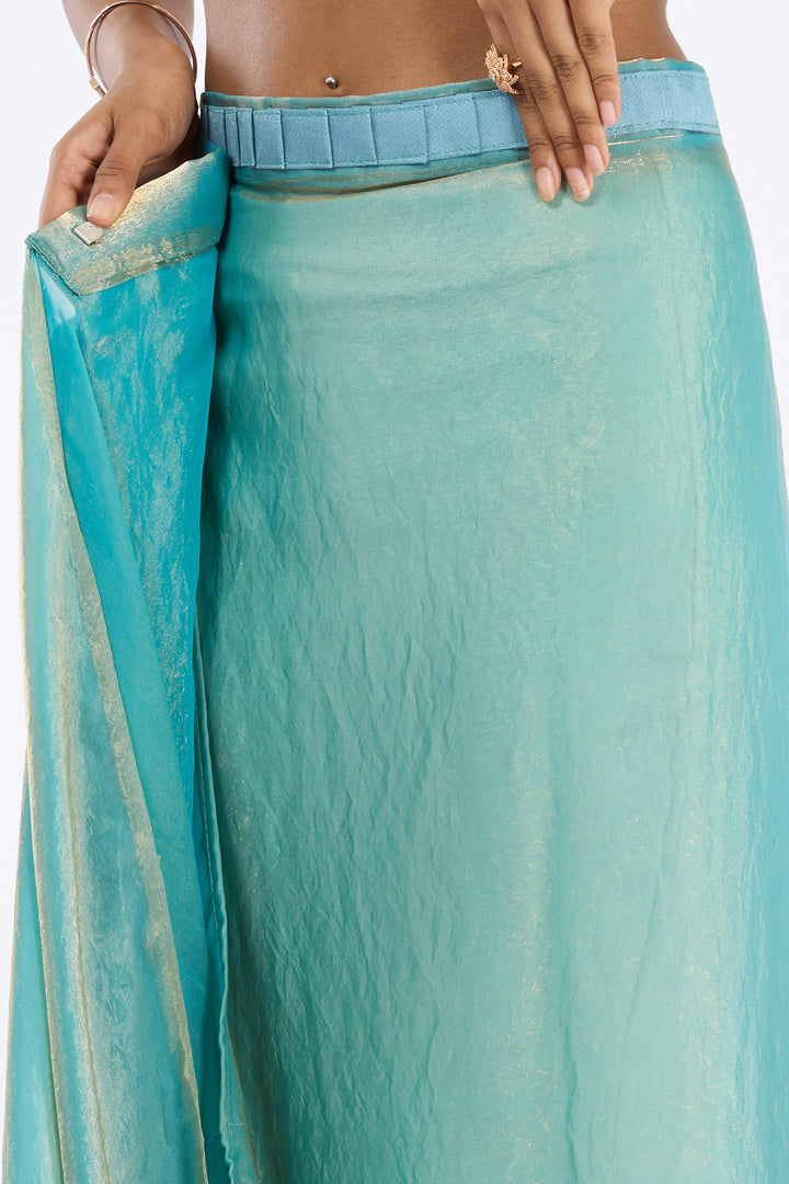 Hemika Blue Pre-Draped Saree