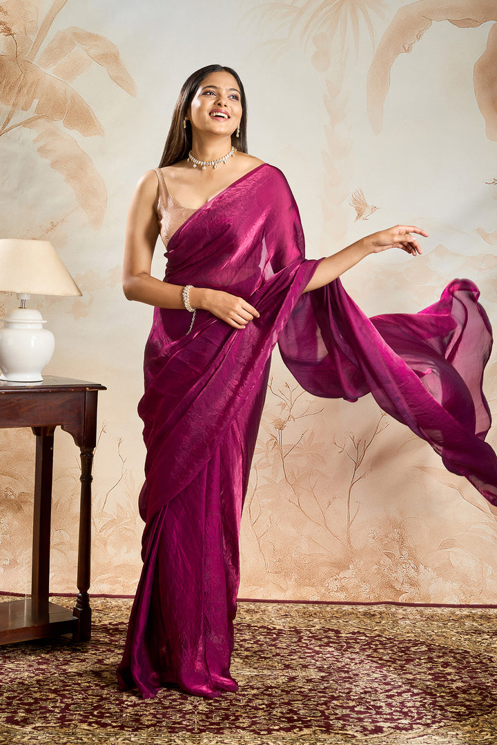 Vidhatri Magenta Pre-Draped Saree
