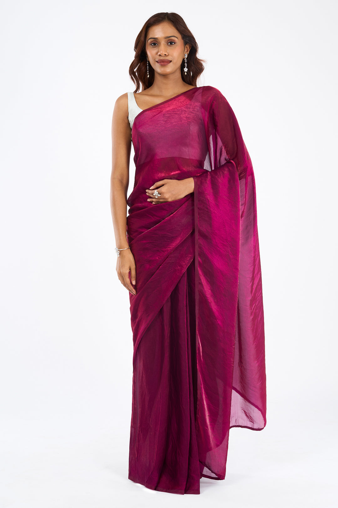 Vidhatri Magenta Pre-Draped Saree