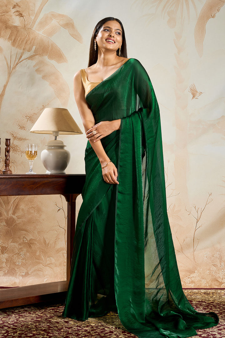 Isveta Green Pre-Draped Saree