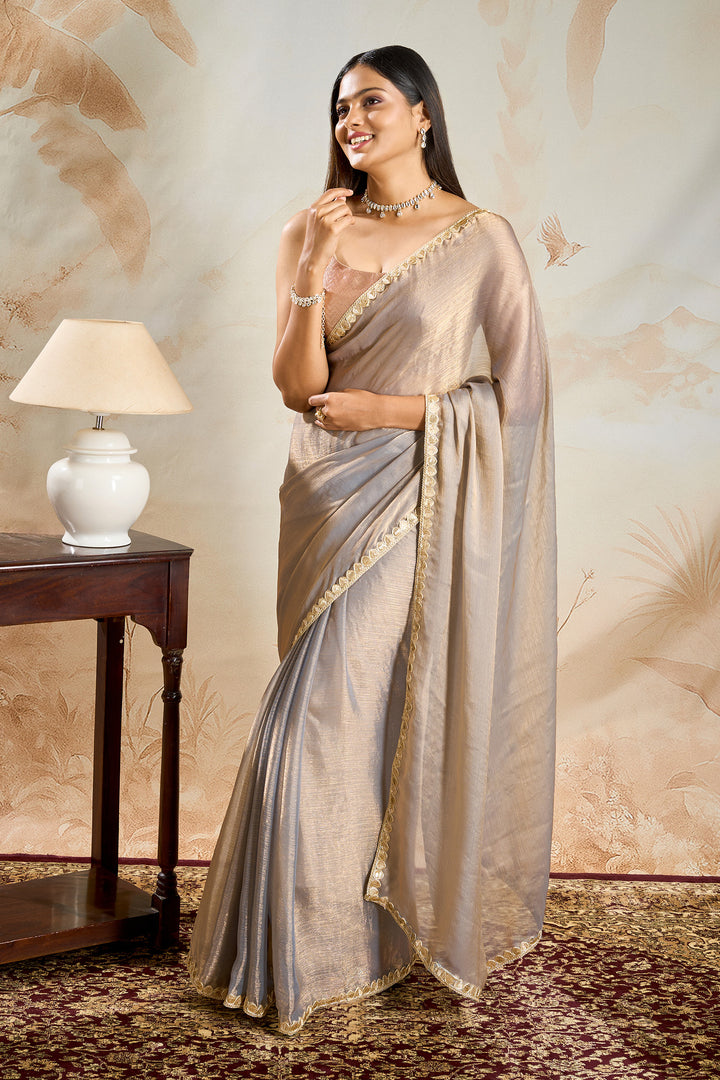 Dharvani Lavender Shimmer Chiffon Saree