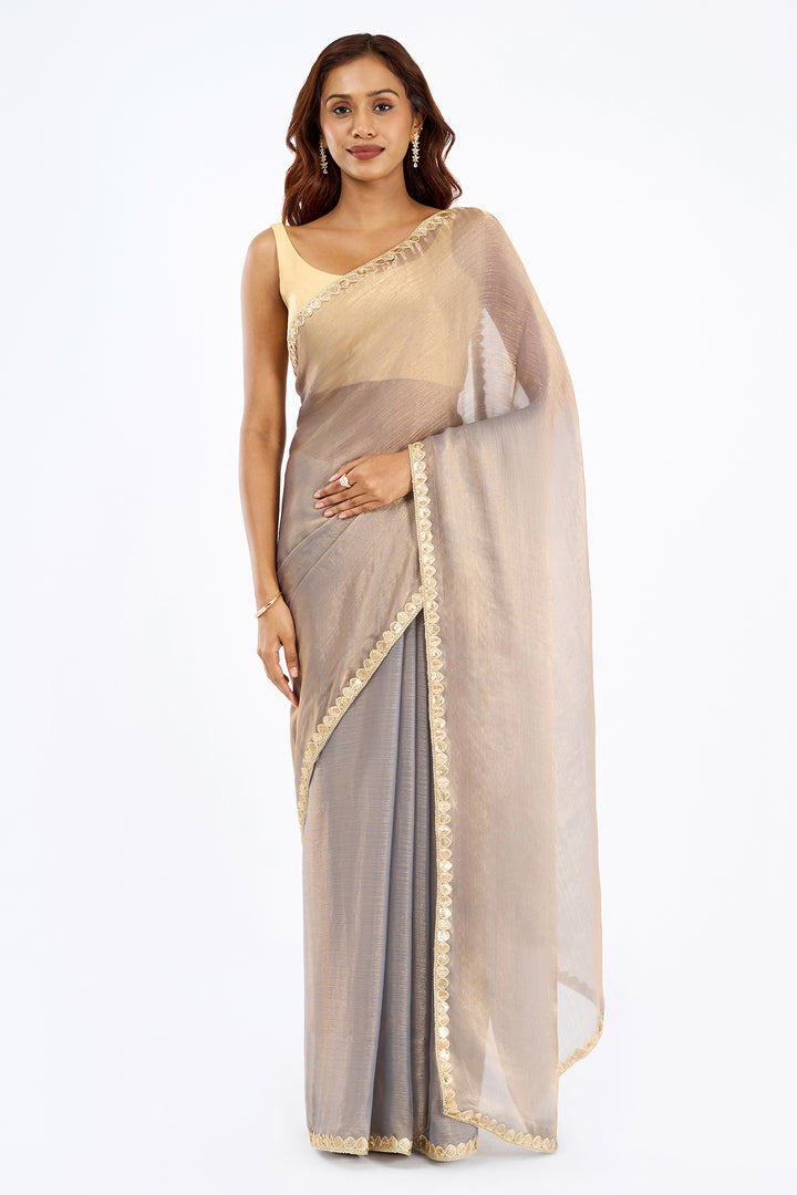 Dharvani Lavender Shimmer Chiffon Saree