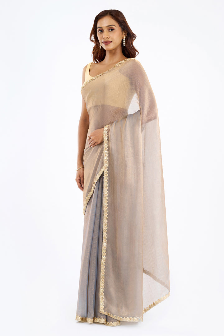 Dharvani Lavender Shimmer Chiffon Saree