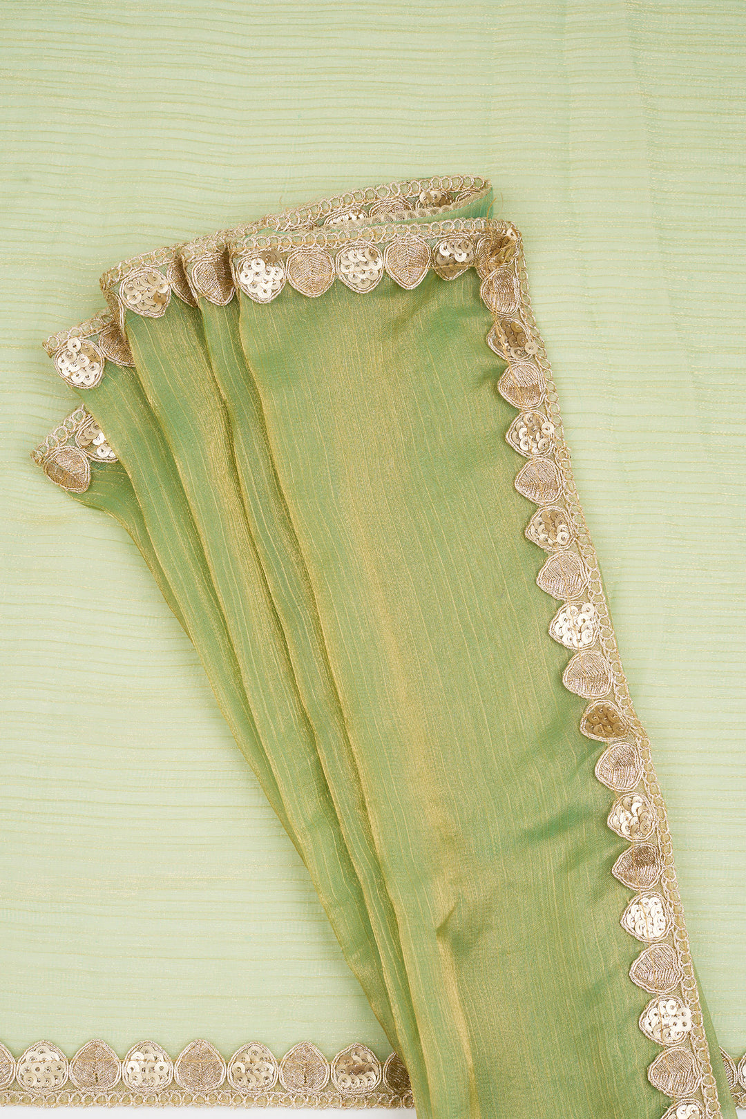 Saanvitha Green Shimmer Chiffon Saree