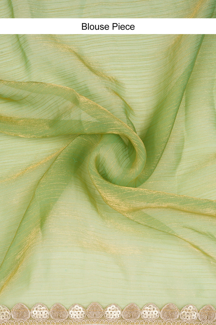 Saanvitha Green Shimmer Chiffon Saree