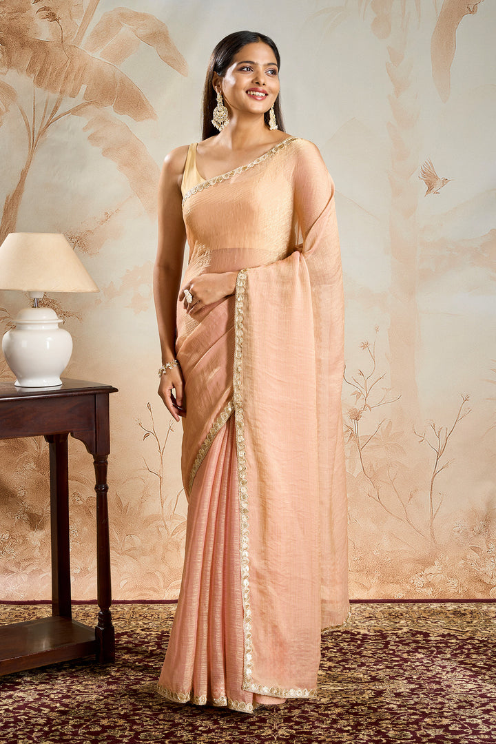 Pragnya Pastel pink Shimmer Chiffon Saree