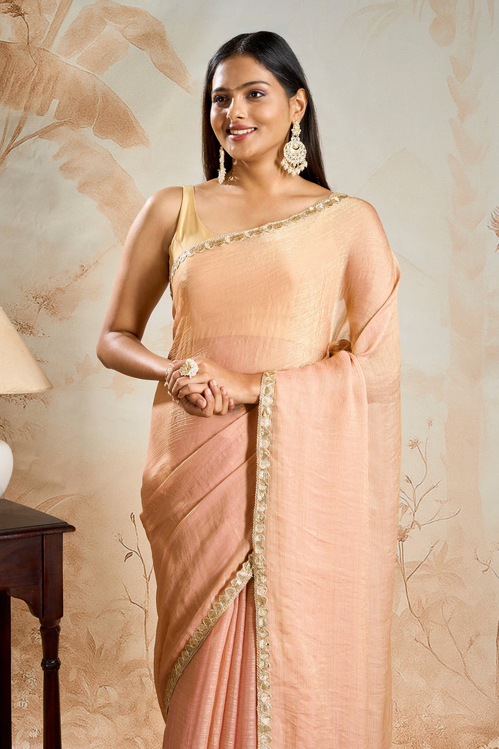 Pragnya Pastel pink Shimmer Chiffon Saree