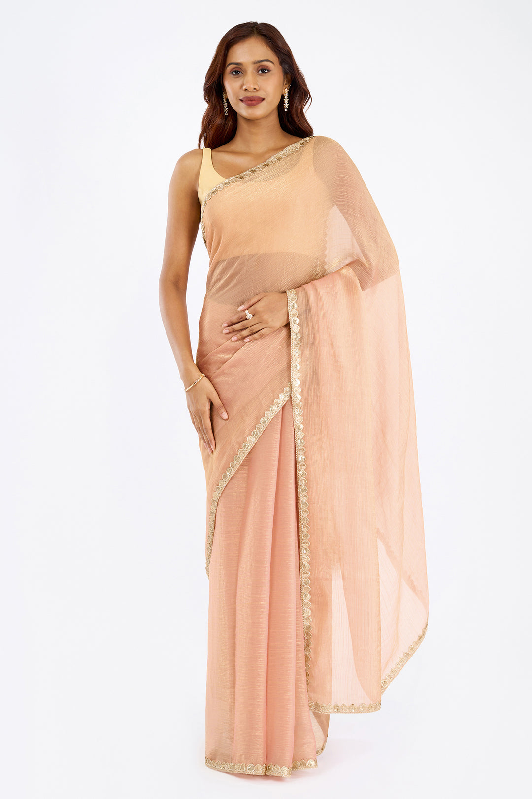 Pragnya Pastel pink Shimmer Chiffon Saree