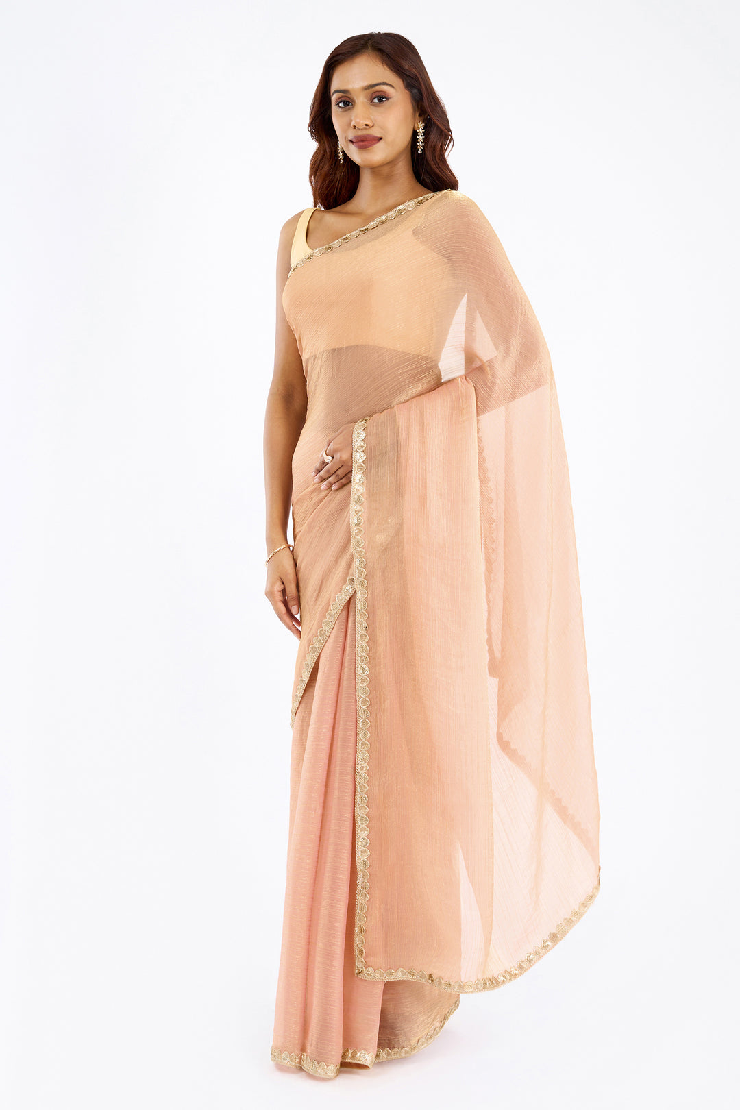 Pragnya Pastel pink Shimmer Chiffon Saree